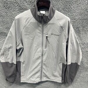 Columbia Jacket Ascender Mens‎ L Gray Softshell F/Z Water Resistant Lightweight